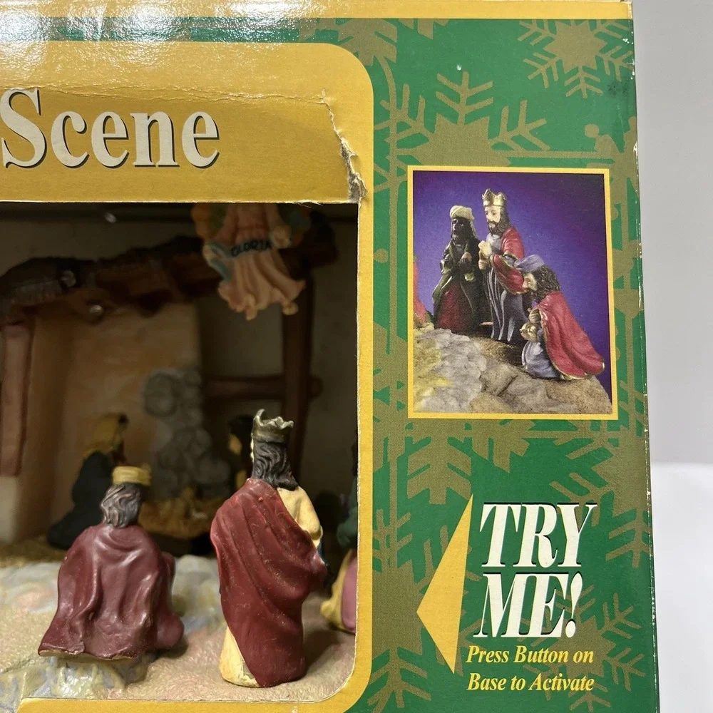 Vintage GEMMY Nativity Scene Light Up Musically Narrated Birth Jesus Christmas